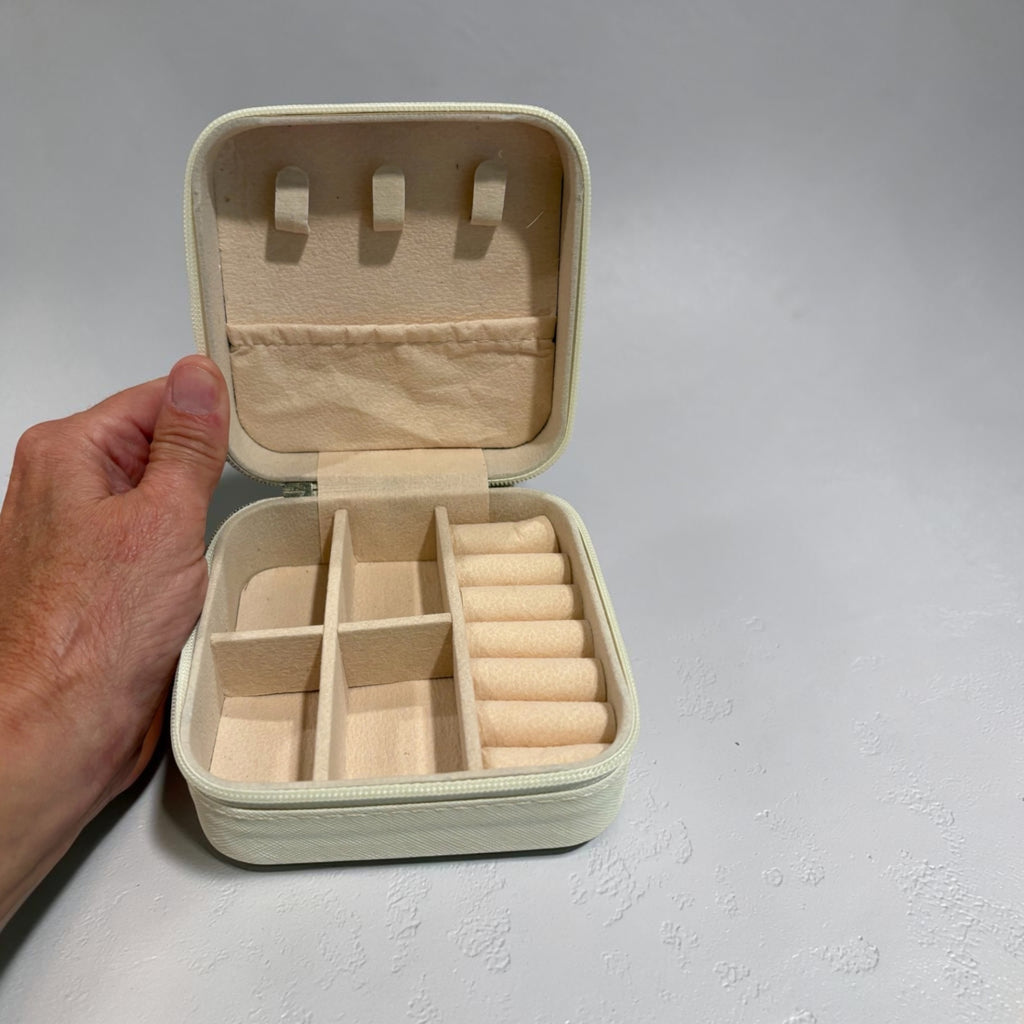 Travel Size Blue and White Striped Jewelry Box