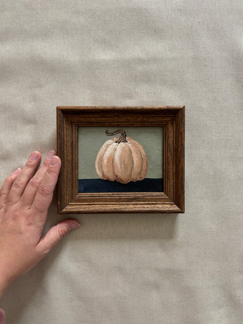 "Pumpkin No.3" Original Acrylic painting in vintage wood frame